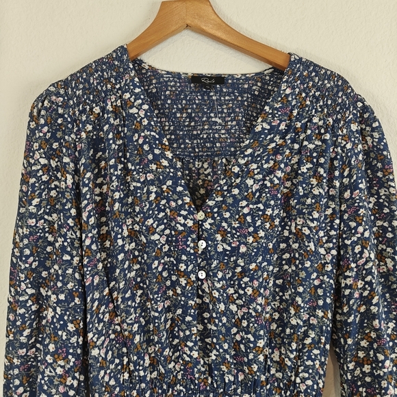 Rails Nwot Zana Blouson Smocked Long Sleeve Mini Dress Size M - Picture 7 of 16